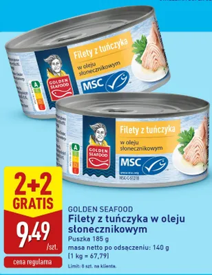 Filety z tuńczyka w oleju słonecznikowym Golden Seafood promocja w Aldi