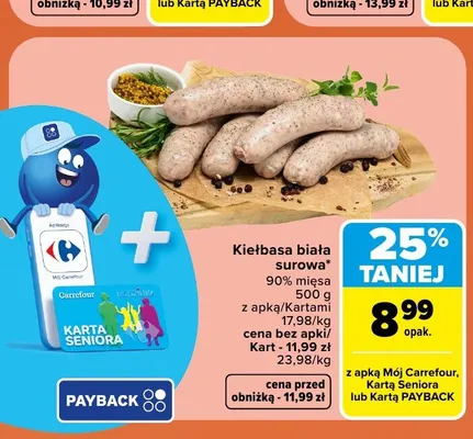 Kiełbasa biała surowa promocja w Carrefour