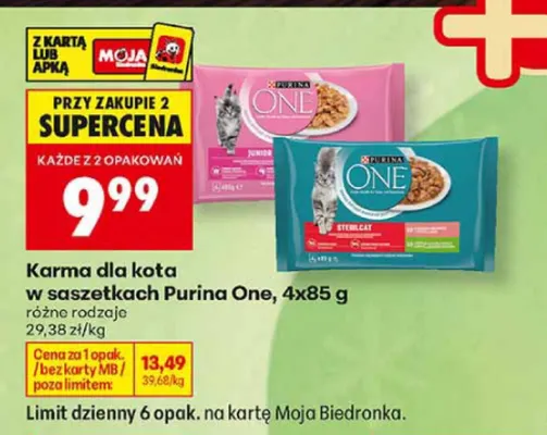 Karma dla kota w saszetkach Purina One Junior 4-pak promocja w Biedronka