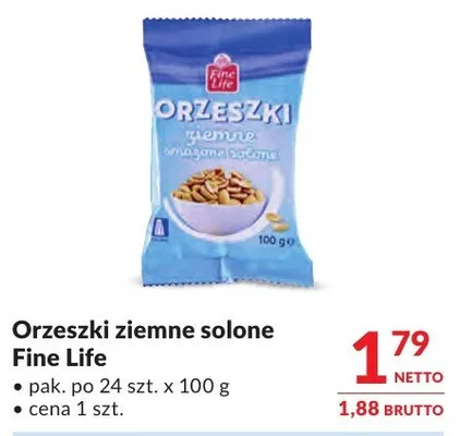 Orzeszki ziemne solone Fine Life promocja w Makro