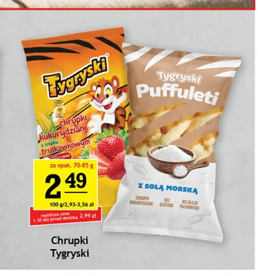Chrupki kukurydziane Tygryski o smaku truskawkowym promocja w Gram Market