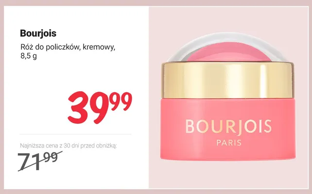 Róż do policzków kremowy Bourjois promocja w Rossmann