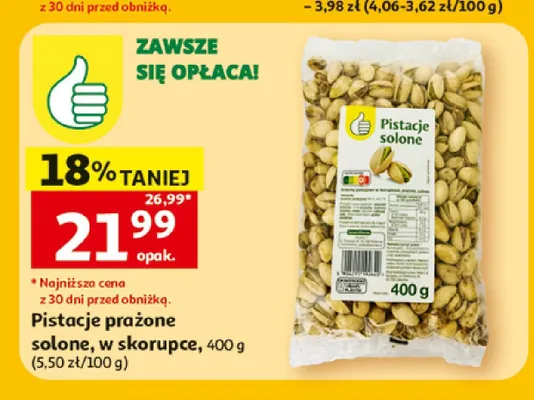 Pistacje prażone solone w skorupce promocja w Auchan