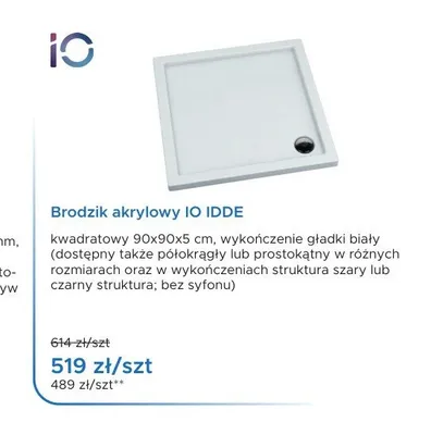 Brodzik akrylowy IO IDDE promocja w Blu Salony Łazienek