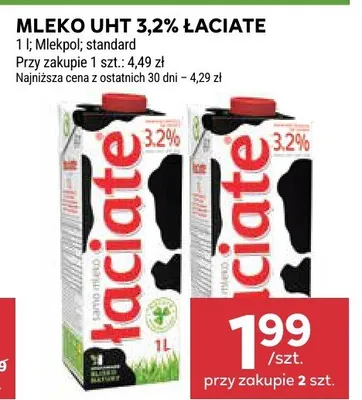 Mleko UHT 3,2% Łaciate promocja w Stokrotka