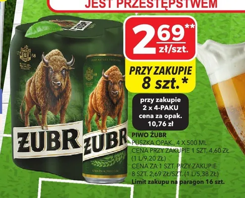 Piwo Żubr 4-pak 500ml promocja w Top Market