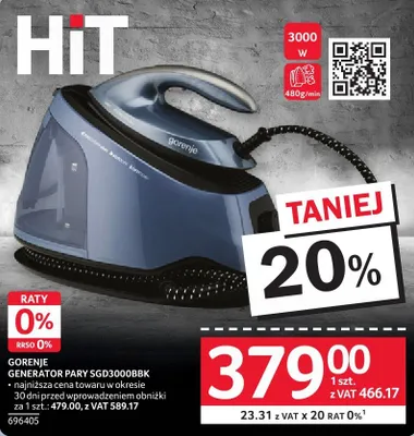 Generator pary GORENJE SGD3000BBK promocja w Selgros