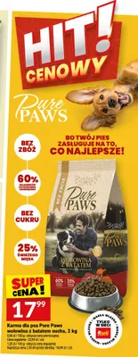 Karma dla psa Pure Paws wołowina z batatem sucha promocja w Twój Market