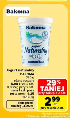 Jogurt naturalny Bakoma promocja w Carrefour Market