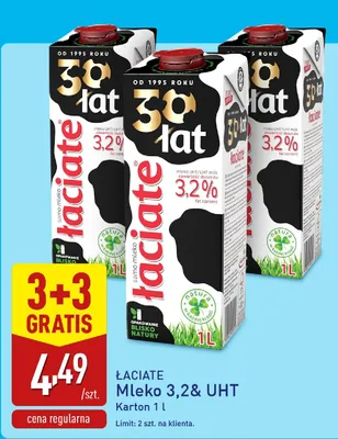 Mleko 3,2% UHT 3+3 GRATIS promocja w Aldi