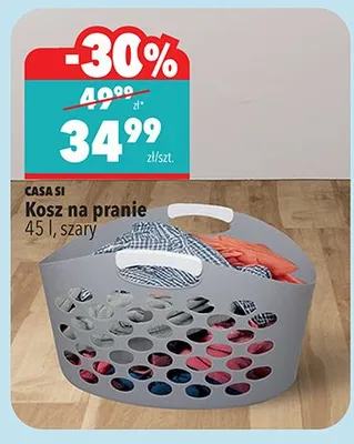 Kosz na pranie 45 l, szary promocja w Biedronka