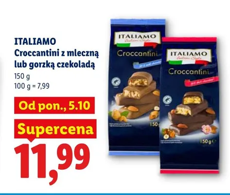 Croccantini z gorzką czekoladą Italiamo promocja w Lidl