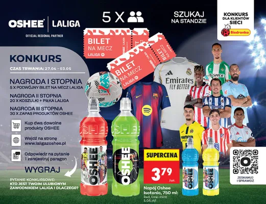 Napój Oshee Isotonic lime-mint promocja w Biedronka