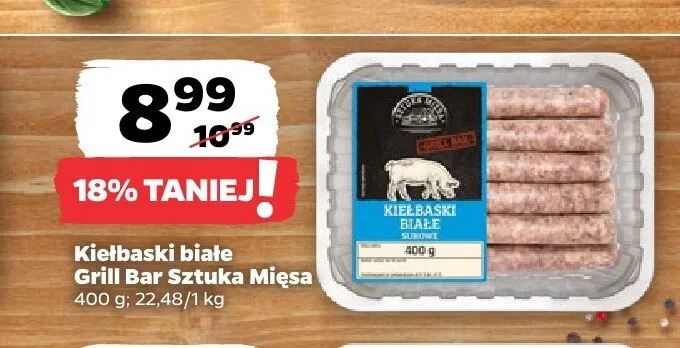 Kiełbaski białe Grill Bar Sztuka Mięsa promocja w Netto