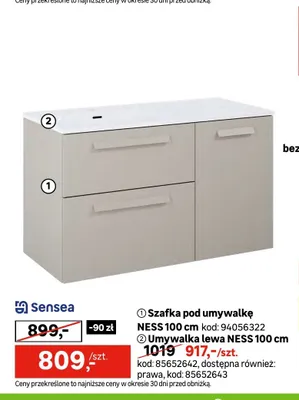 Umywalka lewa Sensea NESS 100 cm promocja w Leroy Merlin