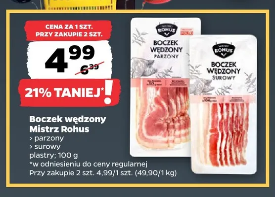 Boczek wędzony parzony Mistrz Rohus promocja w Netto