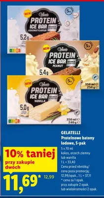 Proteinowe batony lodowe Gelatelli Protein Ice Bar wanilia 5-pak promocja w Lidl