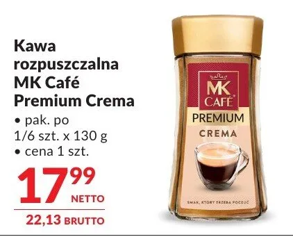 Kawa rozpuszczalna MK Café Premium Crema promocja w Makro