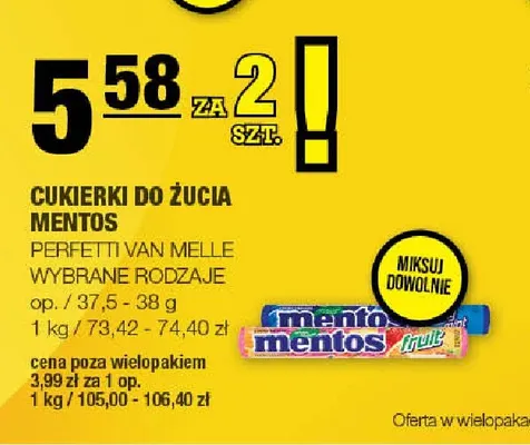 Cukierki do żucia Mentos promocja w SPAR