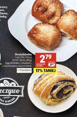 Drożdżówka z nadzieniem owoce leśne Stokson 90-100g promocja w Delikatesy Centrum