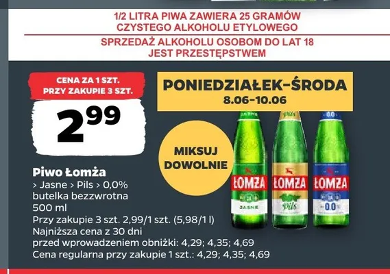 Piwo Łomża Jasne promocja w Netto