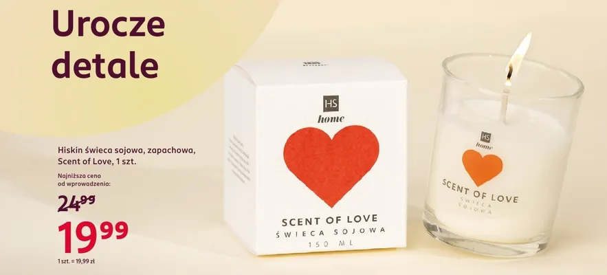 Świeca Hiskin sojowa, zapachowa, Scent of Love, 1 szt. promocja w Rossmann