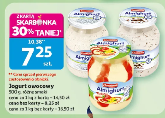 Jogurt owocowy, różne smaki promocja w Auchan
