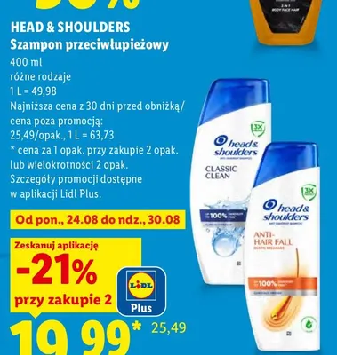 Szampon przeciwłupieżowy Head & Shoulders Classic Clean promocja w Lidl