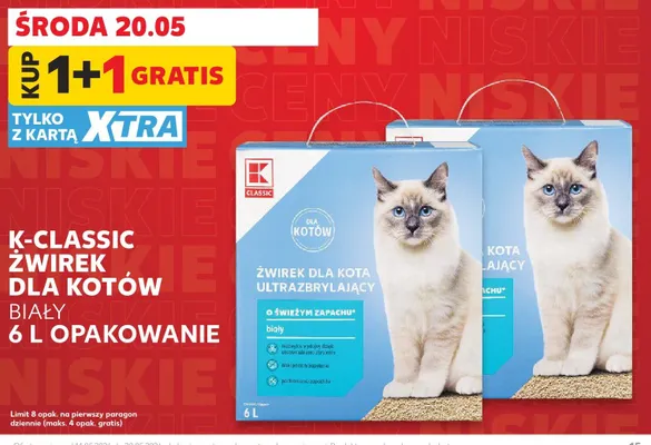 Żwirek dla kotów biały K-Classic promocja w Kaufland