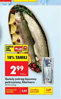 Świeży pstrąg tęczowy patroszony Marinero promocja w Biedronka