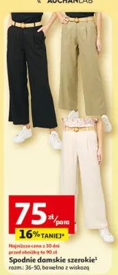 Spodnie damskie szerokie bawełna z wiskozy promocja w Auchan