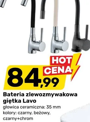 Bateria zlewozmywakowa giętka Lavo głowica ceramiczna 35mm kolor beżowy promocja w Bricomarche