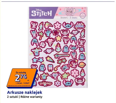 Arkusze naklejek Disney Stitch promocja w Action