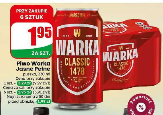Piwo Warka promocja w Dino