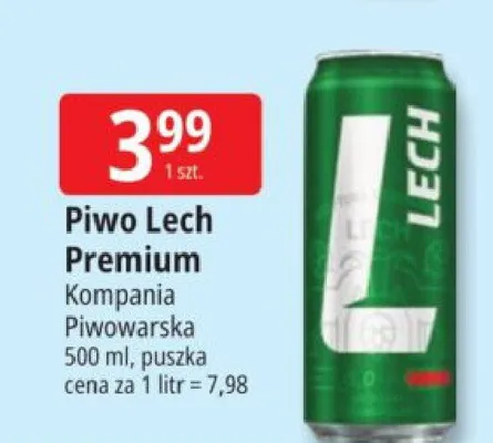 Piwo Lech Premium promocja w Leclerc