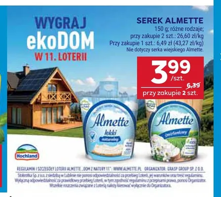 Serek Almette śmietankowy promocja w Stokrotka