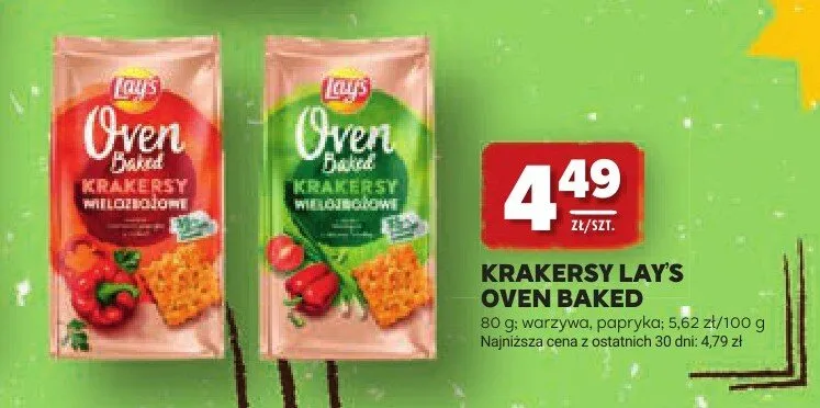Krakersy wielozbożowe Lay's Oven Baked warzywa promocja w Stokrotka