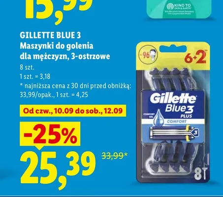 Maszynki do golenia dla mężczyzn 3-ostrzowe Gillette Blue 3 promocja w Lidl