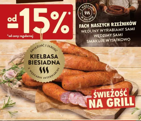 Kiełbasa biesiadna z wędzarni Intermarché promocja w Intermarche