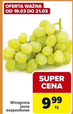 Winogrona jasne bezpestkowe promocja w Carrefour Express
