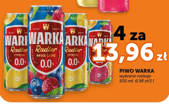 Piwo bezalkoholowe Warka Radler Grejpfrut promocja w Euro Sklep