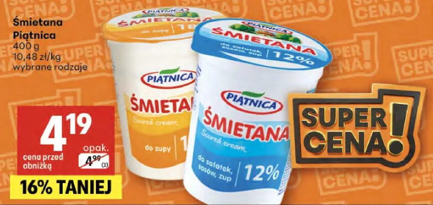 Śmietana Piątnica promocja w Delikatesy Centrum