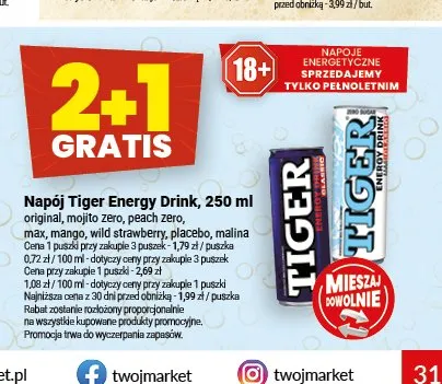 Napój energetyczny Tiger Energy Drink Original promocja w Twój Market