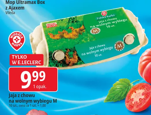 Jaja z chowu na wolnym wybiegu klasa M Polska Kurka promocja w Leclerc