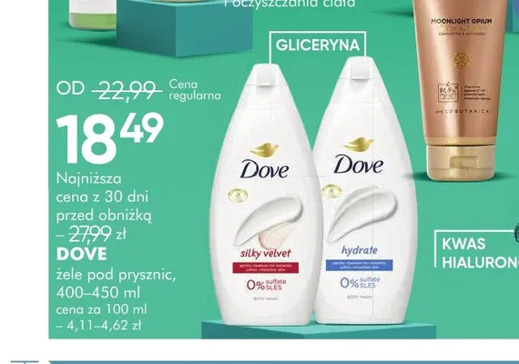 Żel pod prysznic Dove Silky Velvet promocja w Super-Pharm