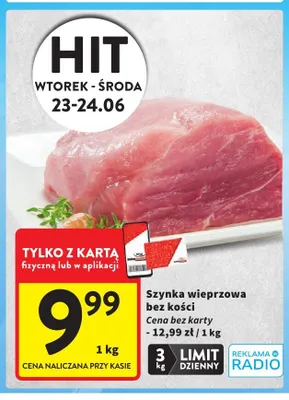 Szynka wieprzowa bez kości promocja w Intermarche