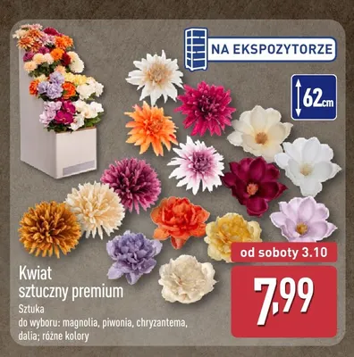 Kwiat sztuczny premium dalia promocja w Aldi