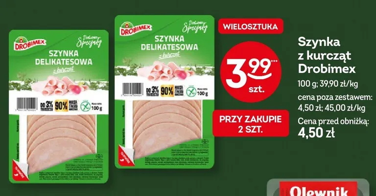 Szynka delikatesowa z kurcząt Drobimex promocja w Żabka