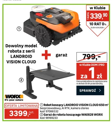 Robot koszący Worx Landroid Vision Cloud promocja w Leroy Merlin