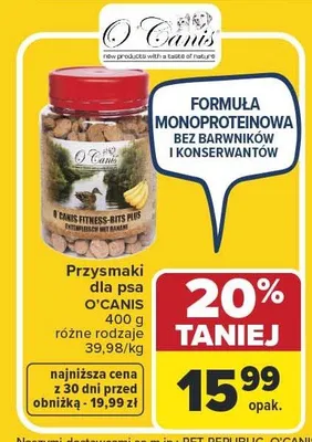 Przysmaki dla psa O'CANIS 400 g różne rodzaje promocja w Carrefour Market